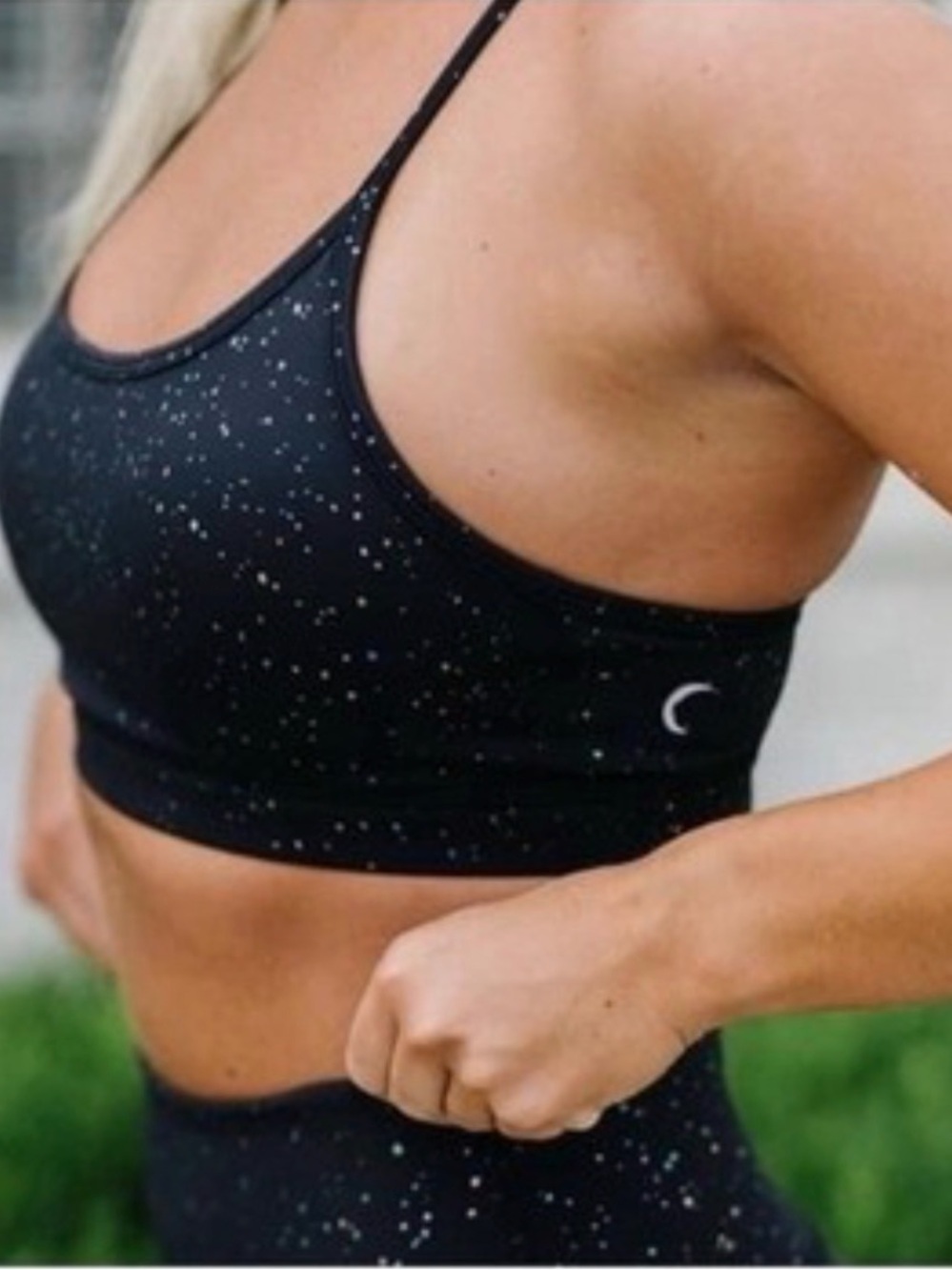Black Speckled Seamless Sports Bra - Lightweight Support